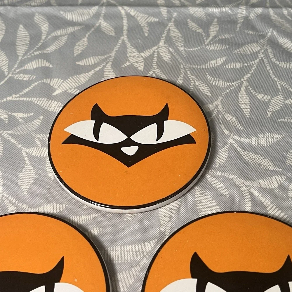 Orange kitschy big eye cat Halloween coasters set of‎ 3